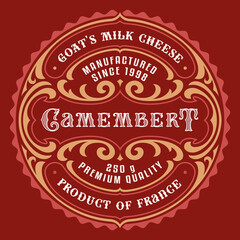 a vector cheese label in vintage style, all elements in the design are in the separate group and editable.