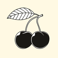 Beautiful vintage cherry tattoo illustration