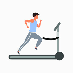 Caucasian man running on treadmill