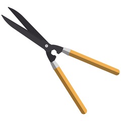 Hedge shears icon, flat vector isolated illustration. Garden tool. Farming equipment.