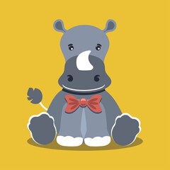 Rhino vector seamless pattern isolated on yellow background.