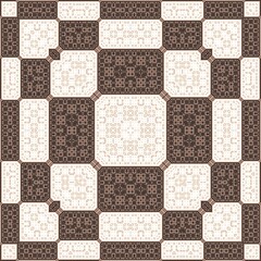 A decorative pattern in a coffer style with sunken panels of geometric shapes.