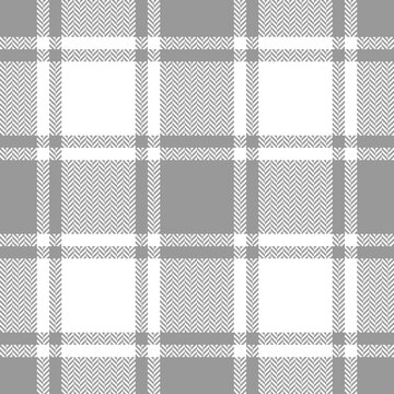 Buffalo check plaid pattern in grey and white. Herringbone textured seamless tartan background graphic for womenswear and menswear flannel shirt or other modern spring and autumn textile print.