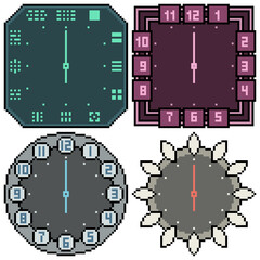 pixel art set isolated clock design