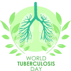 World Tuberculosis Day  Medical concept of a healthy respiratory system. Vector illustration. Image of the lungs. Logo vector