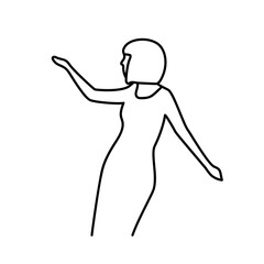 Minimalism hand drawn female vector portrait in modern abstract one line drawing graphic style. Decor print, wall art, creative design for social media.Trendy template portrait whit dance woman