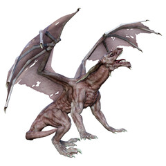 3D Rendering Fairy Tale Dragon on White