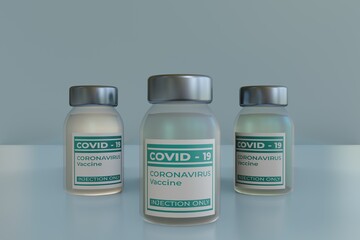 Vaccine covid 19 bottle with silver background