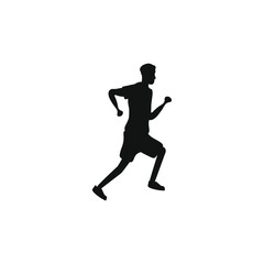 Fototapeta na wymiar running person silhouette on white background