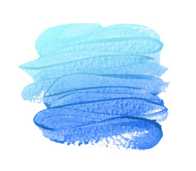 Fototapeta premium Acrylic blue brush stroke with paper texture and color gradient.
