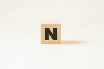 Letter N on a white background with black color