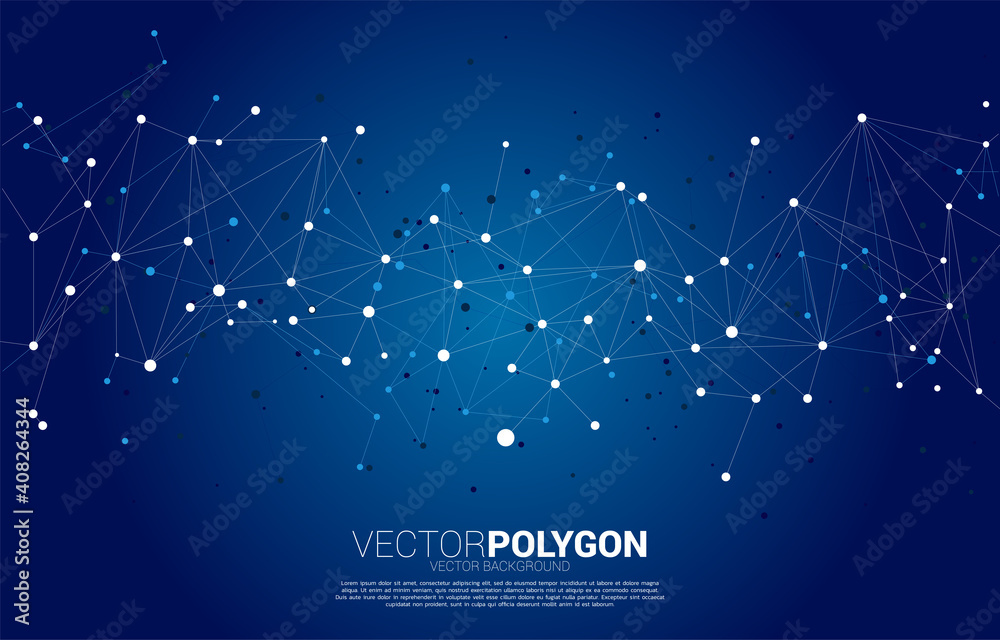 Poster Network Connecting dot polygon background. Concept of Networking technology and futuristic style.