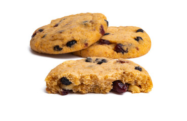 cookies with chocolate and nuts isolated