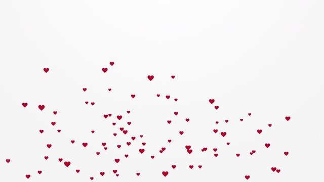 Valentine's day Animation Red Hearts Greeting love hearts Concept background. Festival of bokeh,Red Hearts for Valentines beautiful Animation on white and gray Background.