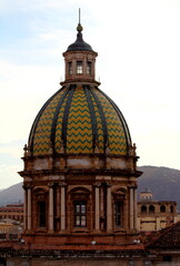 Palermo, Italy, September 03, 2017, Monastero di Santa Caterina, evocative image of the dome of a...