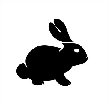 Vector silhouette of rabbit. Symbol of forest animal and mascot.