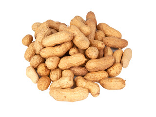 Group of peanuts dry isolated on the white background