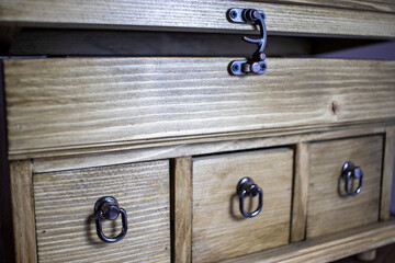 wooden crate, its handles are focused and given depth by giving perspective.