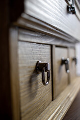 wooden crate, its handles are focused and given depth by giving perspective.