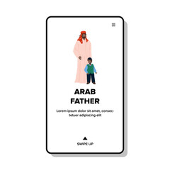 Arab Father With Son In Traditional Clothes Vector