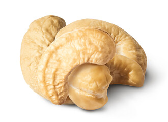 Fresh tasty Cashew nuts isolated on white background. High resolution image.