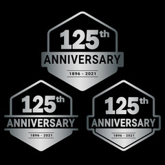 125 years anniversary set. 125th celebration logo collection. Vector and illustration.
