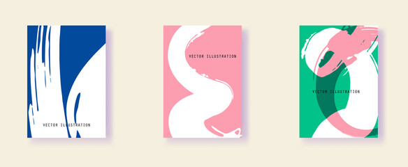 Set of creative minimalist hand painted illustrations for wall decoration, postcard, brochure cover design.