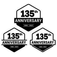 135 years anniversary set. 135th celebration logo collection. Vector and illustration.
