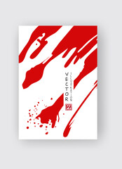 Obraz na płótnie Canvas Red ink brush stroke on white background. Japanese style.