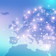 Big data visualization. Geometric abstract background visual information complexity. Futuristic infographics design. Technology background with connected line and dots, wave flow illustration