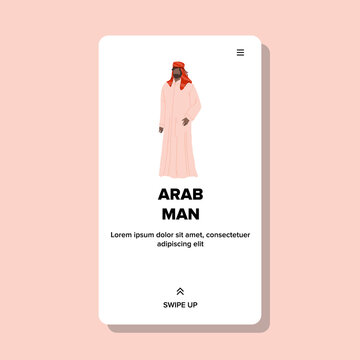 Arab Man Standing In East Cultural Clothes Vector