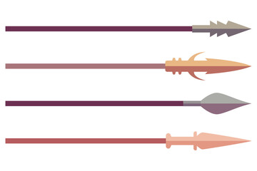 Spear vector cartoon set isolated on a white background.