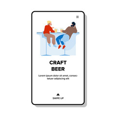 Craft Beer Drinking Men At Bar Counter Vector