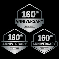 160 years anniversary set. 160th celebration logo collection. Vector and illustration.
