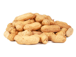 Group of peanuts dry isolated on the white background