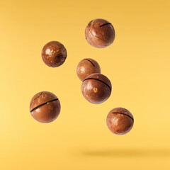 Delicious Chocolate flying in the air. High resolution levitation concept