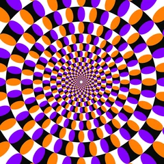 Illusion.Rotationskreise. Optische Täuschung. Optische Täuschung Schleudergang. Hintergrund der optischen Täuschung. Heller Hintergrund mit optischer Täuschung © Illia