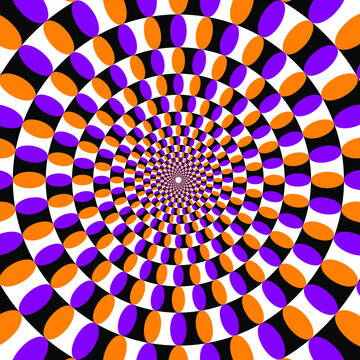 Illusion.Circles of rotation. Optical illusion. Optical illusion Spin Cycle. Optical illusion background. Bright background with optical illusion