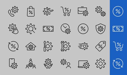 A simple set of settings and options related to Vector Line Icons. Contains icons such as set time, business, phone, and more. Editable Stroke.. 480x480