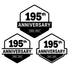 195 years anniversary set. 195th celebration logo collection. Vector and illustration.

