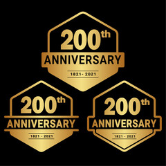 200 years anniversary set. 200th celebration logo collection. Vector and illustration.
 - obrazy, fototapety, plakaty