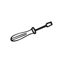 Hand drawn vector screwdriver clipart. Isolated on white background drawing. Image