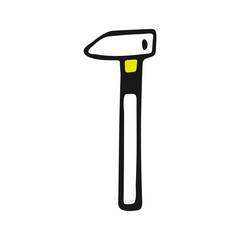 Hand drawn tool hammer doodle. Isolated on a white background. Image