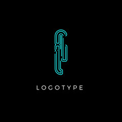 Cyber letter I for digital technology logo concept. Contour circuit style monogram for artificial intelligence product symbol, robotic system logo and vector type design