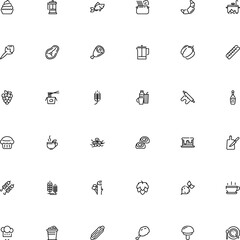 icon vector icon set such as: aquarium, red, brewing, blossom, kettle, container, vegan, baguette, swirl, home, gluten, instruction, butter, spoon, beet, mustache, root, drumstick, spaghetti, grid
