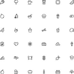 icon vector icon set such as: seasoning, root, winery, extra, fish, virgin, abstract, water, grill, editable stroke, domestic, rice, abris, chocolate, croissant, japanese, star anise, case, cone