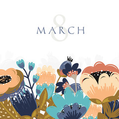 International Women's Day greeting card illusttation. 8 march.