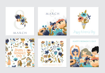 Set of illusttation. 8 march, International Women's Day.