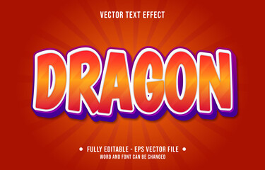 Editable text effect - dragon red gradient color modern style	
