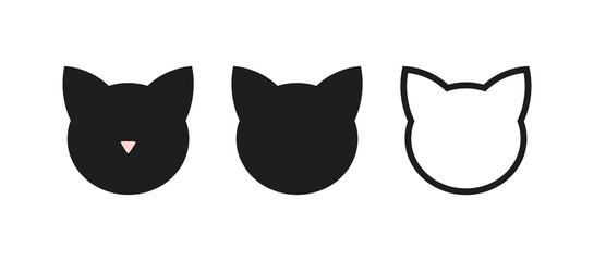 Cat head icons set.